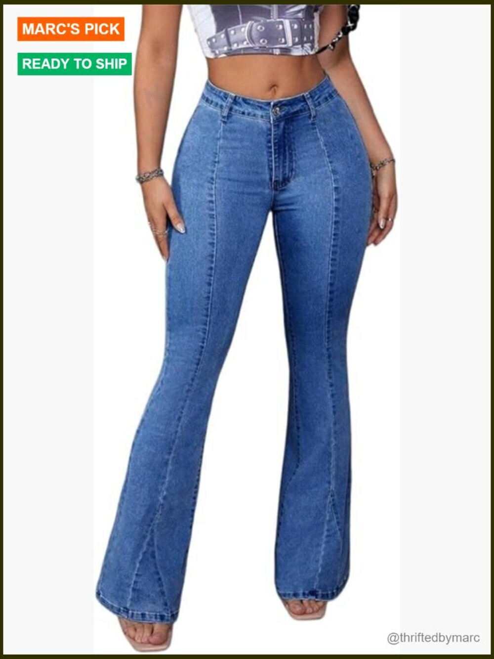 High Waisted Flare Jeans Stretchy Denim Pants Slimming Fit